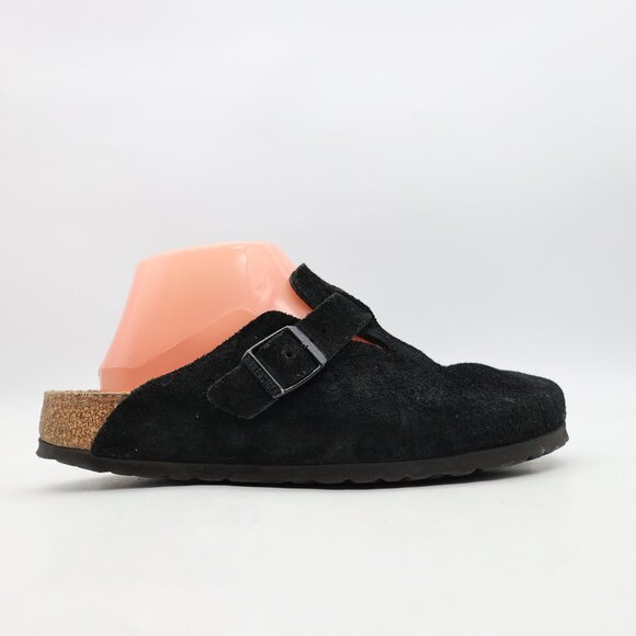 Birkenstock Boston Women's EU 39 US 8 Black Suede Leather Soft Footbed Clog - Picture 1 of 10